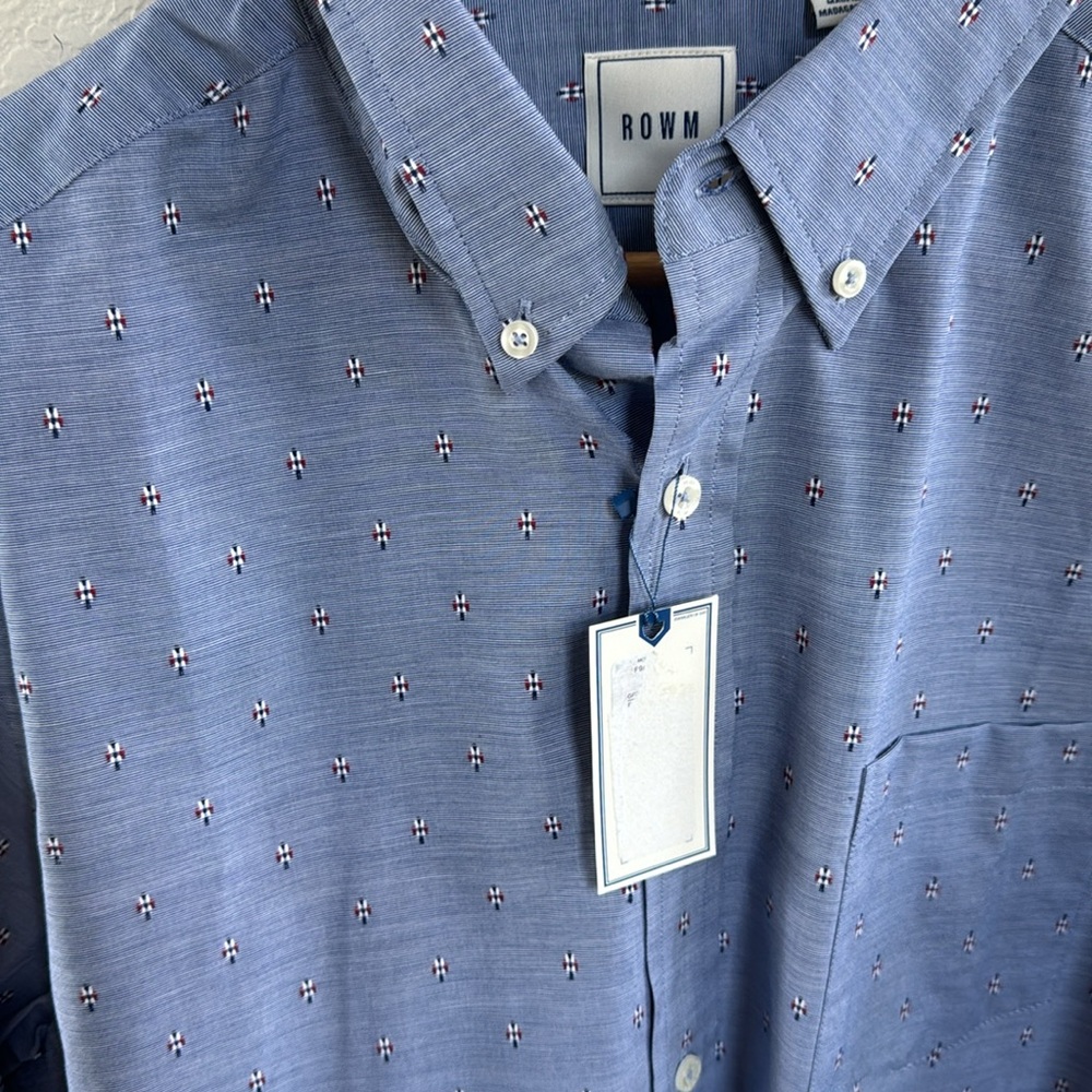 Nwt Rowm Chambray Button Down Shirt With Small De… - image 4